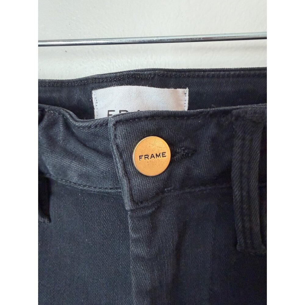 Frame Le One Skinny Black Organic Cotton Blend High-Waist Stretch Jeans Size 1 - Picture 6 of 6